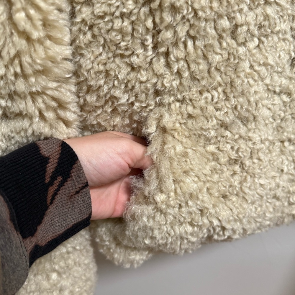 Rag & Bone Sabrina faux fur coat cropped shearling jacket beige glam winter cute - Picture 10 of 11
